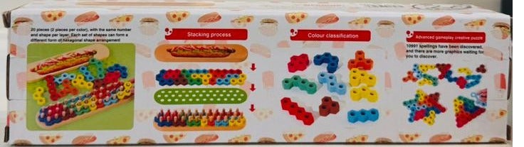 لعبة ألغاز خشبية على شكل هوت دوغ وبرغر - مجموعة ألغاز طعام ذكية للأطفال (36 قطعة) - Image 2